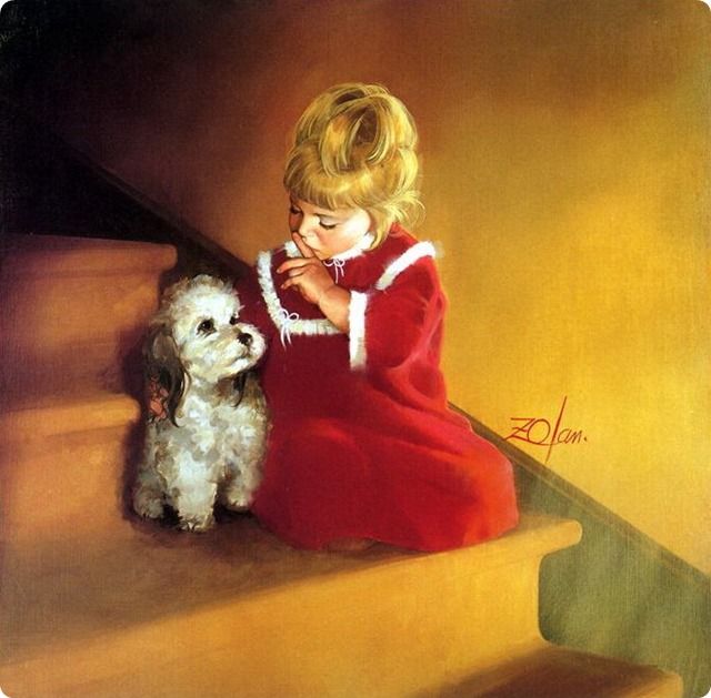 painting Child and pet